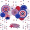 4th of July Patriotic Party Decorations Set, American Flag Hanging Paper Fans, Paper Flower Balls Pom Poms, 4Pcs Star Streamers Banner Garland Independence Day Party Supplies